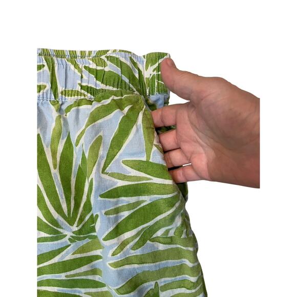 Sigrid Olsen Linen Wide Leg Pants L Green Tropical Beach Casual Resort Lagenlook - Picture 4 of 8